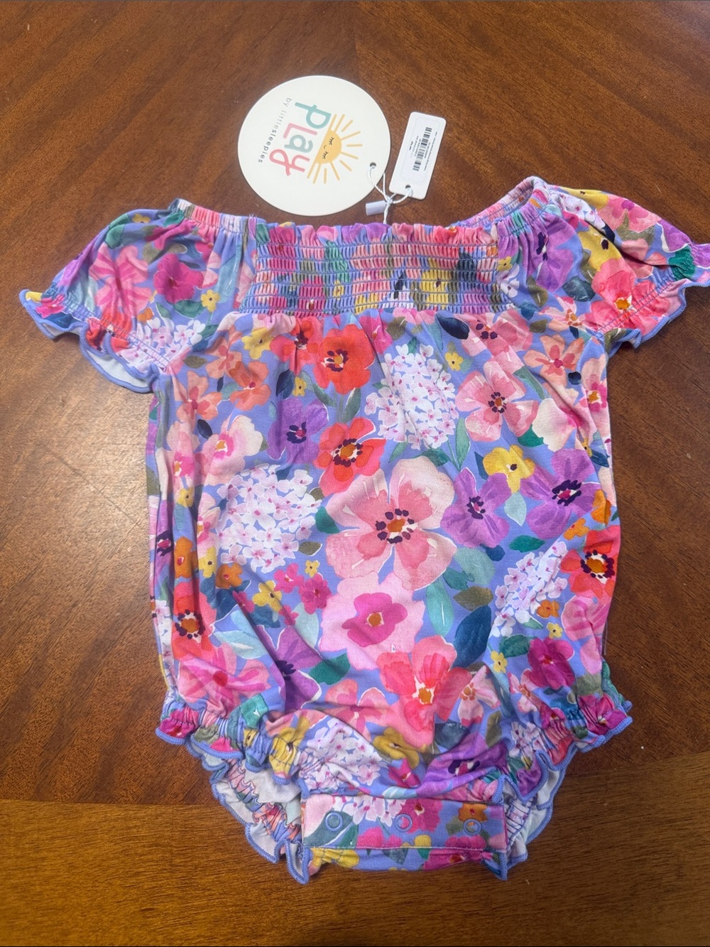 Little Sleepies Sweet Sprigs Smocked Bubble Romper 3-6 Months NWT